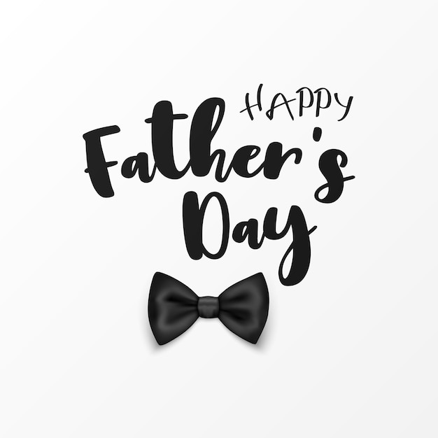 Fathers Day June 19th Vector Background Banner with Black Realistic Bow Tie Lettering Typography Silk Glossy Bowtie Tie Gentleman Fathers Day Holiday Concept