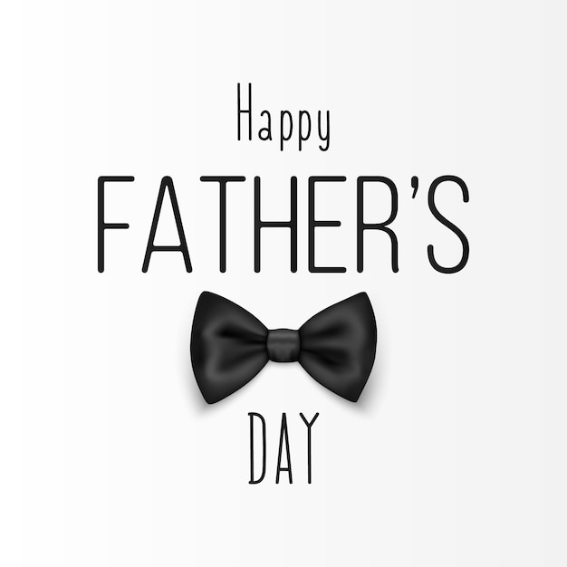 Fathers Day June 19th Vector Background Banner with Black Realistic Bow Tie Lettering Typography Silk Glossy Bowtie Tie Gentleman Fathers Day Holiday Concept