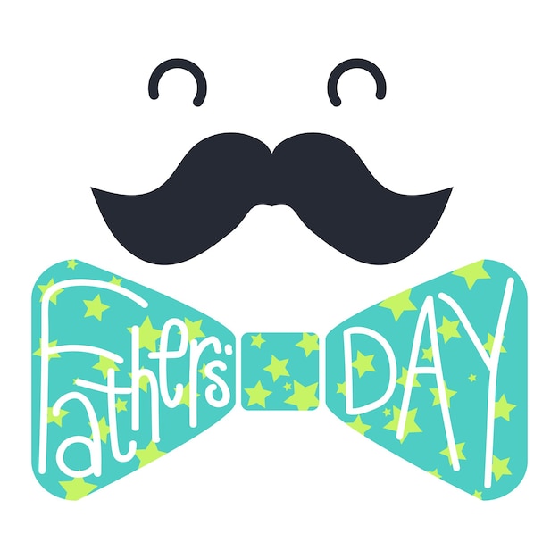 Fathers Day Lettering Inscribed Into Butterfly Tie. Vector