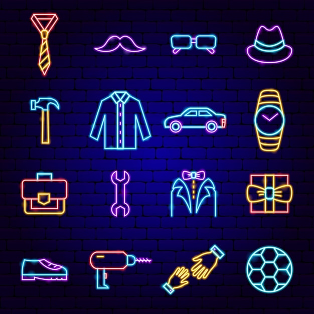 Fathers Day Neon Icons