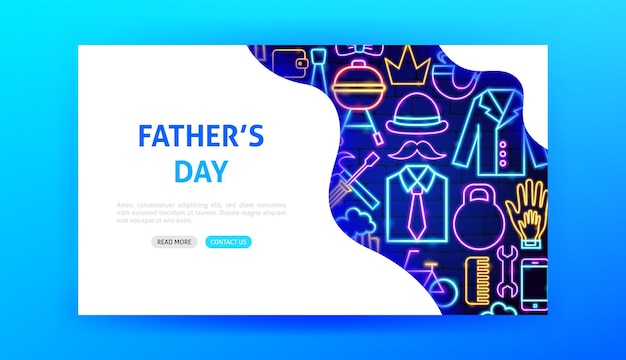 Fathers Day Neon Landing Page