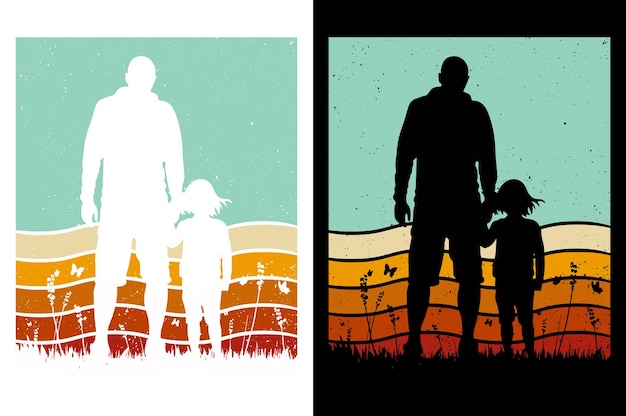 fathers day vintage sunset template graphic t shirt design premium vector