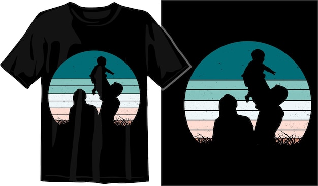 fathers day vintage sunset template graphic t shirt design premium vector