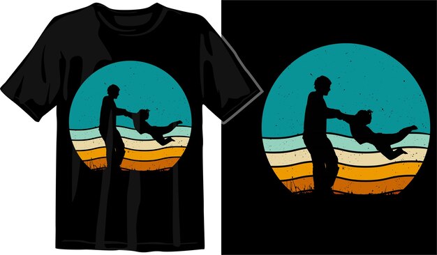 Vector fathers day vintage sunset template graphic t shirt design premium vector