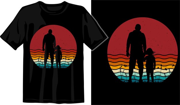 fathers day vintage sunset template graphic t shirt design premium vector