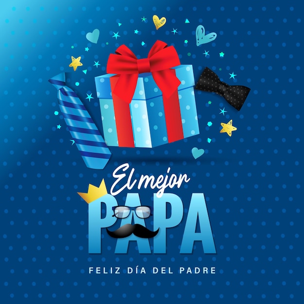 Vector fathers day web stories spanish post greeting card design with 3d elements