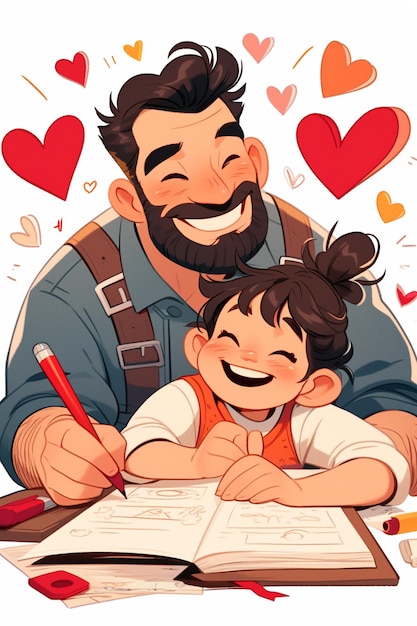 Fathers Day with kids writing funny stories for dad