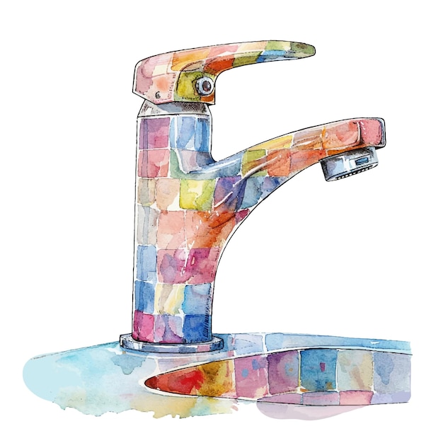 Vector faucet vector illustration in watercolor style