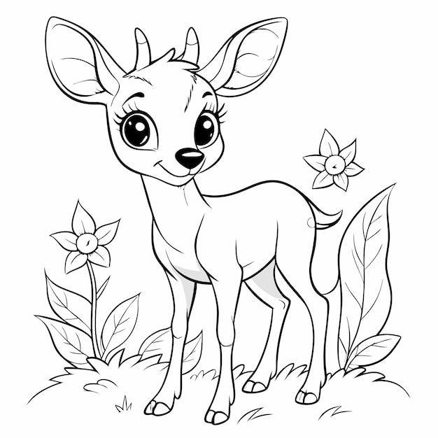 Vector fawn coloring page isolated white background 18