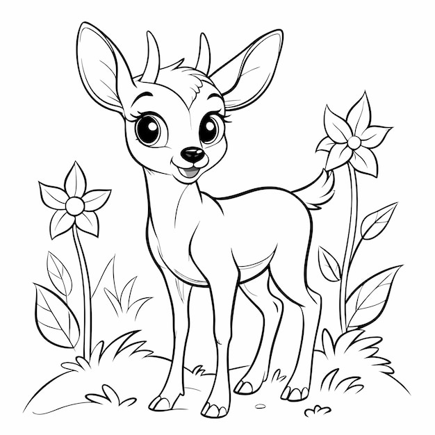 Vector fawn coloring page isolated white background 6