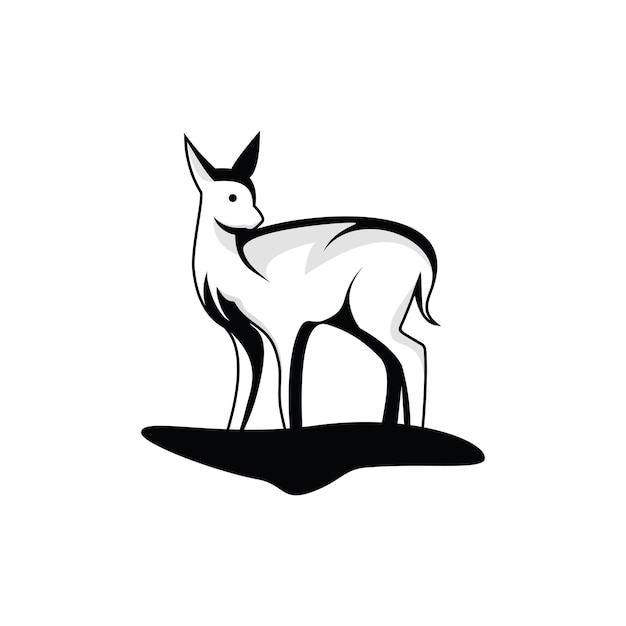 Fawn deer doe roe caribou silhouette in the grass logo design