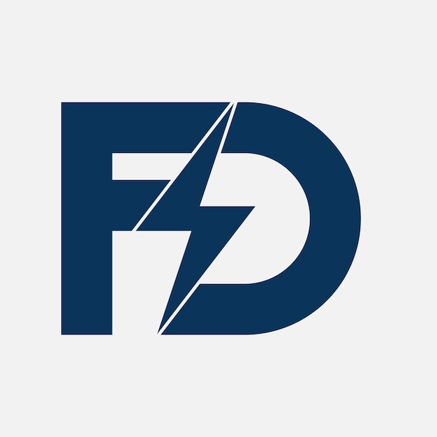 FD Initial Letter Logo With Lighting Thunder Template