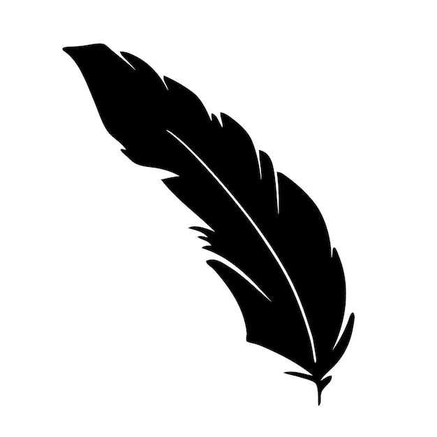 Feather of birds black feather silhouette for logo vector set