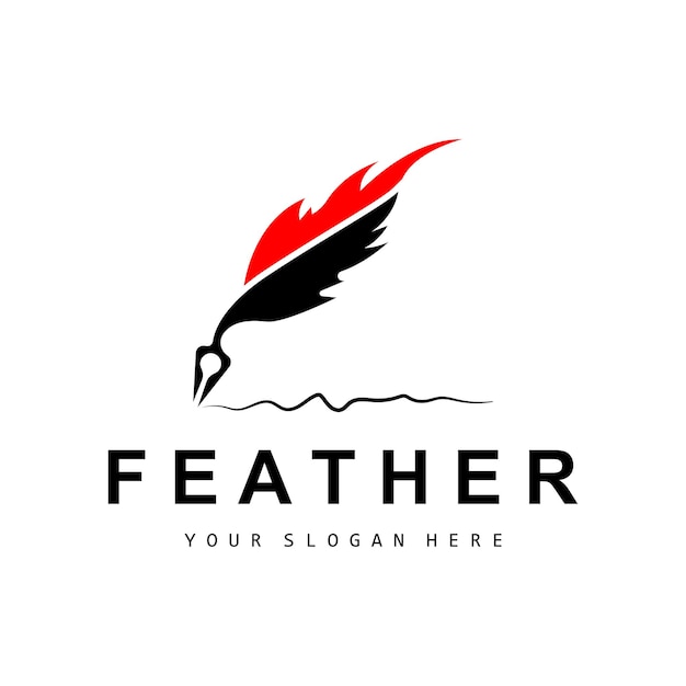 Feather Logo Animal Wing Design Vector Icon Template Simple