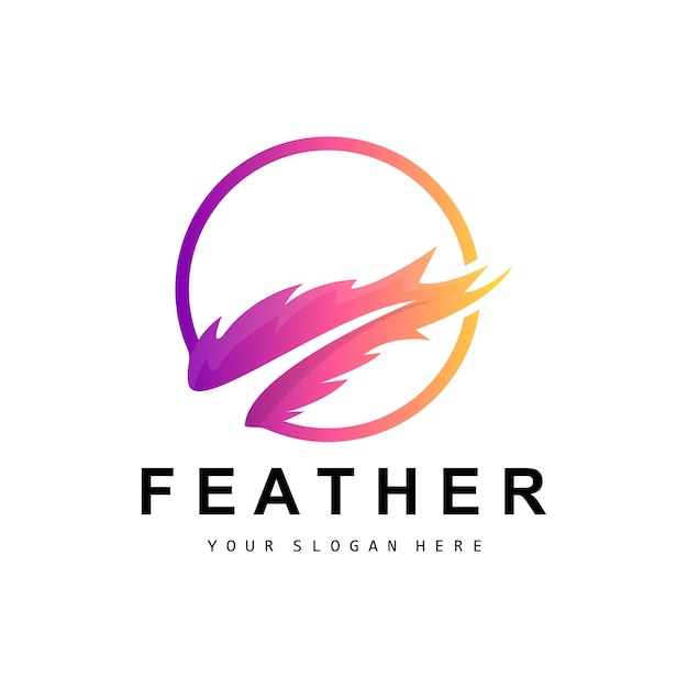 Feather Logo Animal Wing Design Vector Icon Template Simple