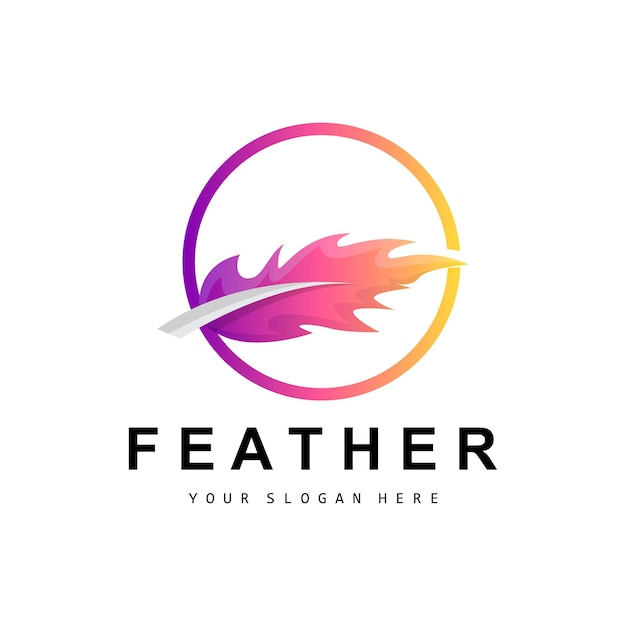 Feather Logo Animal Wing Design Vector Icon Template Simple