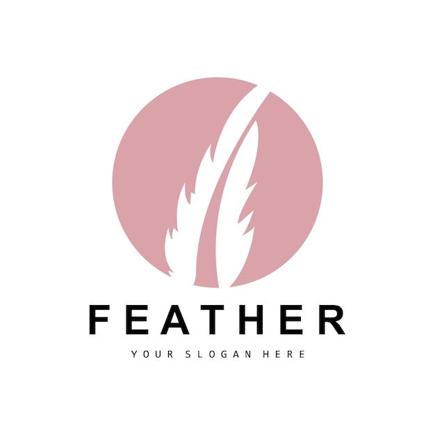 Feather Logo Animal Wing Design Vector Icon Template Simple