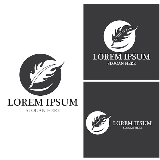 Feather pen logo vector template