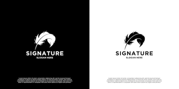 Feather pen signature logo design