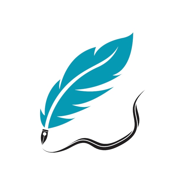 Feather quill design icon and logo illustration