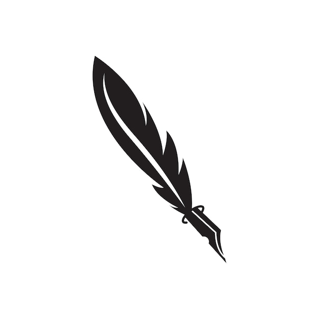 Feather quill design icon and logo illustration