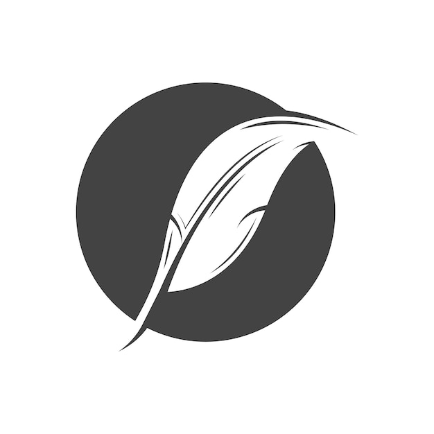 Feather quill design icon and logo illustration