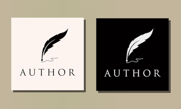 Feather quill pen author logo design classic stationery illustration