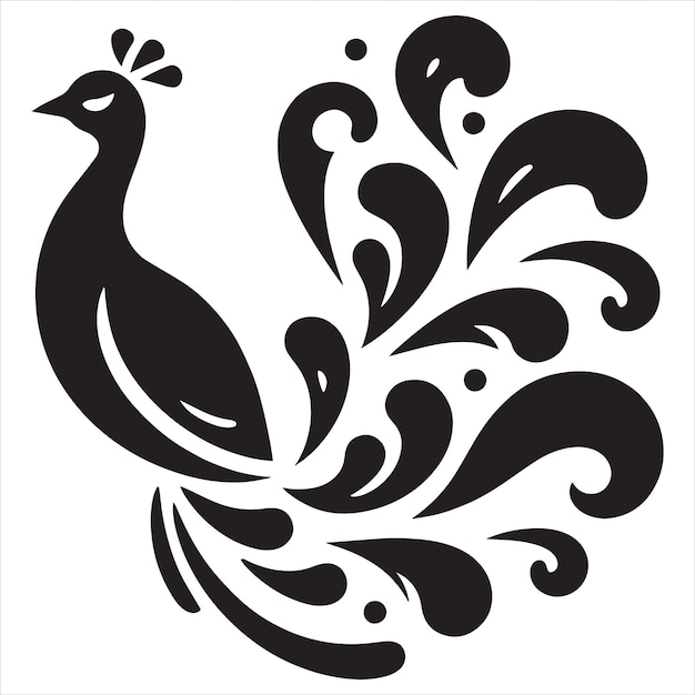 Feathered Finesse Peacock Logo in Vector Elegant Reverie Black Vector Emblem Radiant Regalia