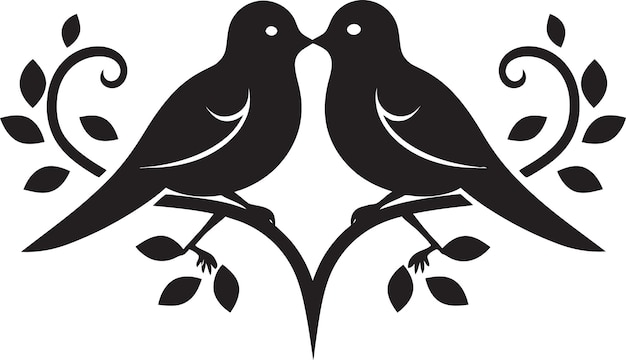 Feathered Harmony Creative Lovebird Pair Logo Winged Lovebirds Iconic Duo Emblem Design