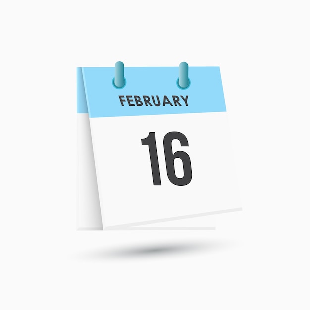 Vector february 16 calendar and time planner daily calendar icon reminder vector illustration