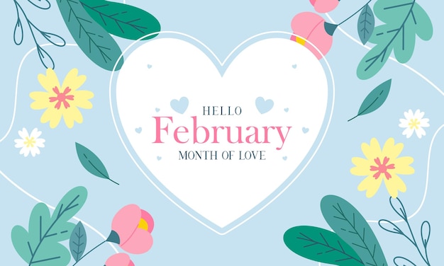 February Month of Love with Flowers Background