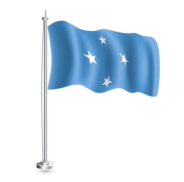 Federated States of Micronesia Flag Isolated Realistic Wave Flag of Federated States of Micronesia Country on Flagpole