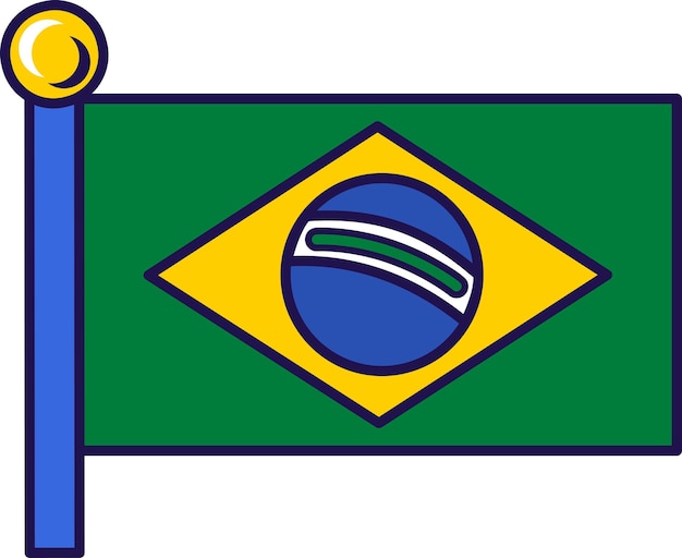 Federative republic of brazil flag flagpole vector