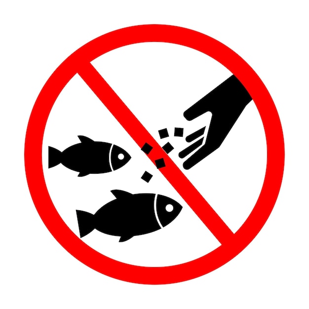 Do not feed the fish sign on a white background Vector illustration