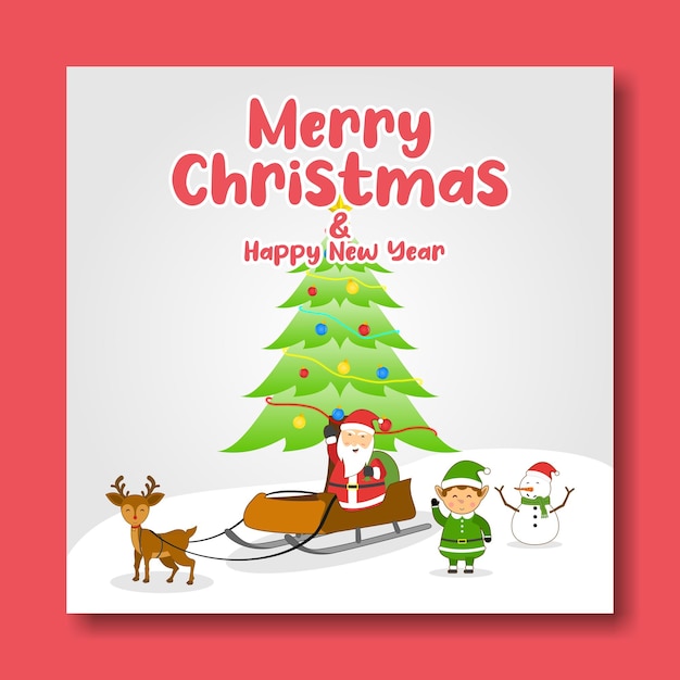 Feed IG Merry christmas  background template, greeting card