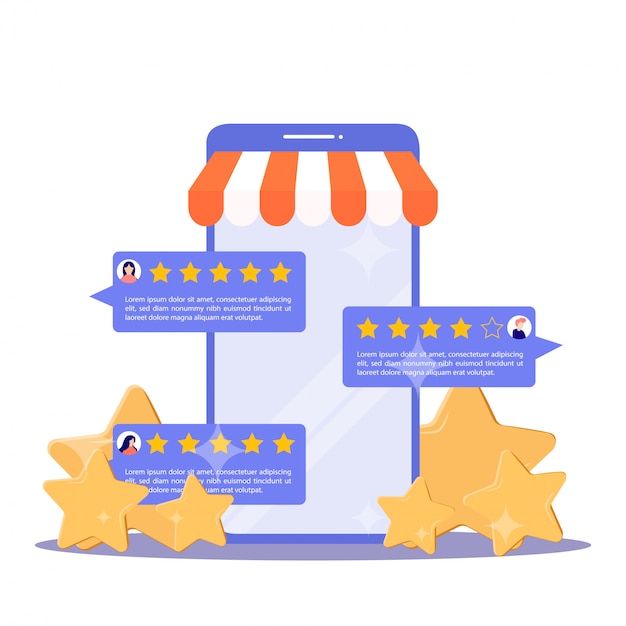 Feedback concept. Customer review rating online shopping