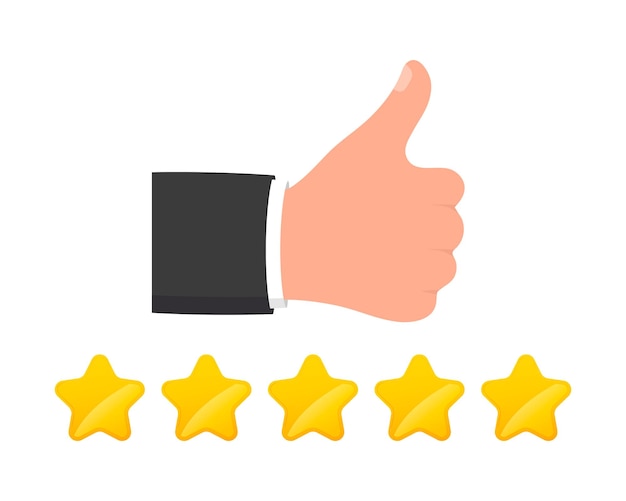 Feedback Icon. Thumbs up good feedback. Rating star vector illustration