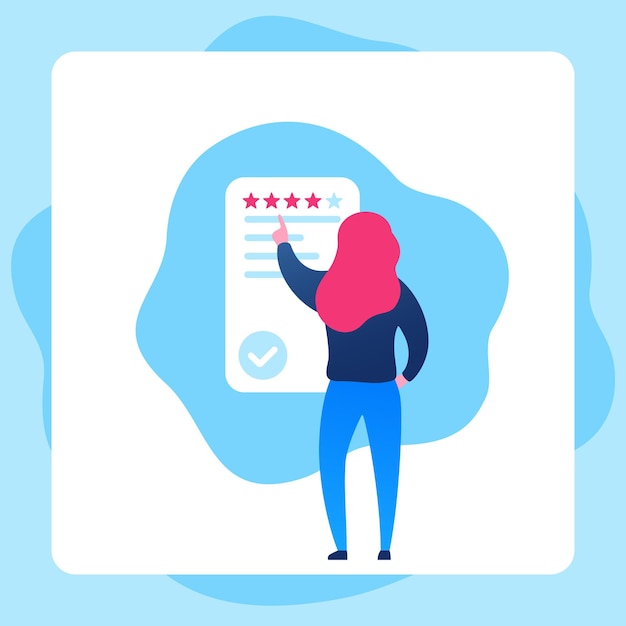 Feedback vector icon with a girl