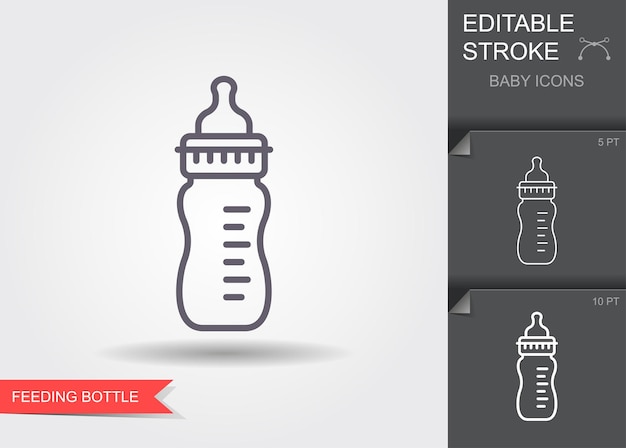 Feeding bottle Line icon with editable stroke with shadow