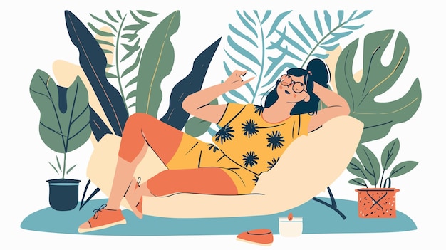 Feeling of Ease and Relaxation with Mixed Media Flat Vector Illustration