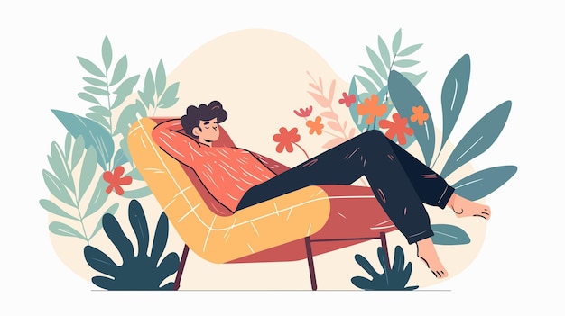 Feeling of Ease and Relaxation with Mixed Media Flat Vector Illustration