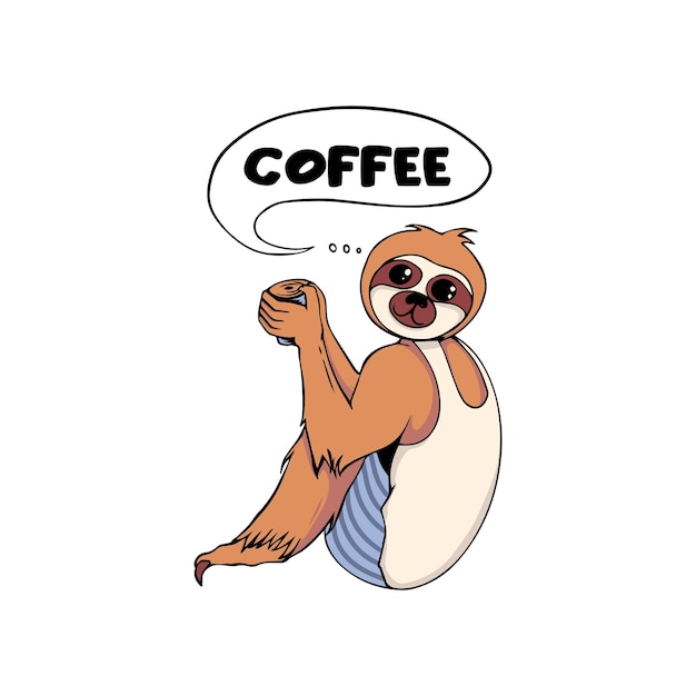 Feeling Slothee Need More Coffee t shirt design and sticker