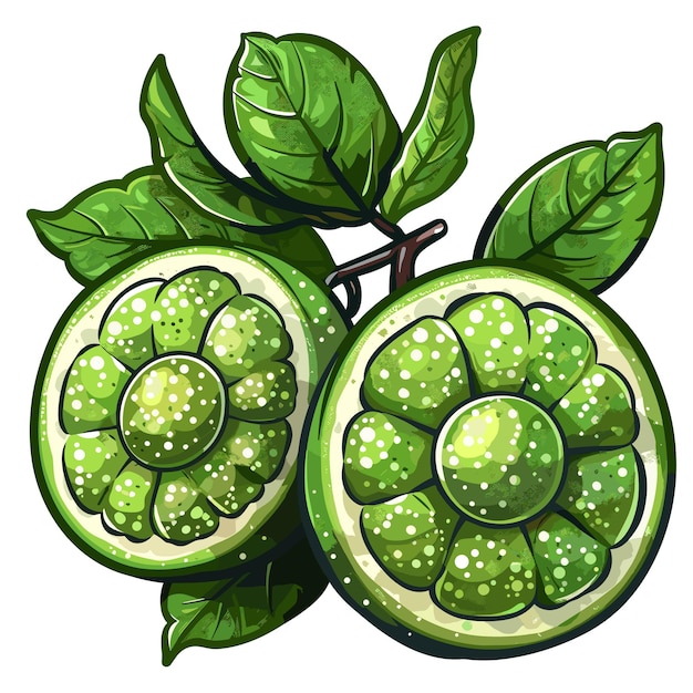 Feijoa Sellowiana Flat Colors Cartoon Isolated Transparent Background Images