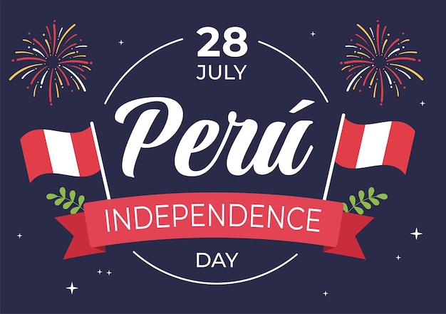 Felices Fiestas Patrias or Peruvian Independence Day Cartoon Illustration