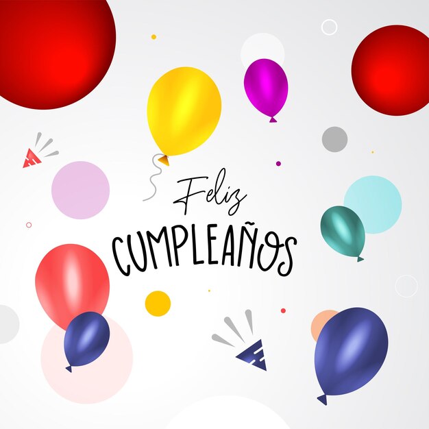 Feliz cumpleaños typography illustration with balloons vector design