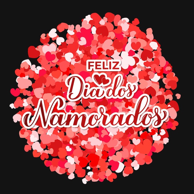 Feliz Dia Dos Namorados banner Happy Valentine s Day in Portuguese Brazilian holiday on June 12 Vector template for greeting card poster etc