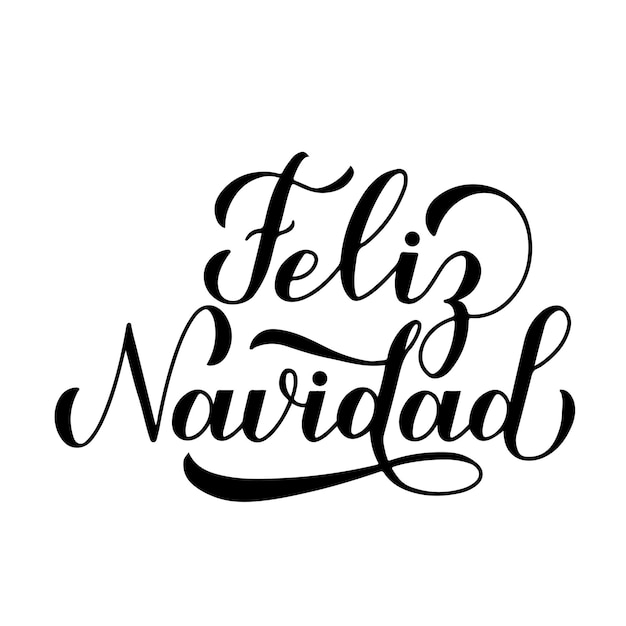 Feliz Navidad calligraphy hand lettering isolated on white Merry Christmas typography poster in Spanish Easy to edit vector template for greeting card banner flayer sticker etc