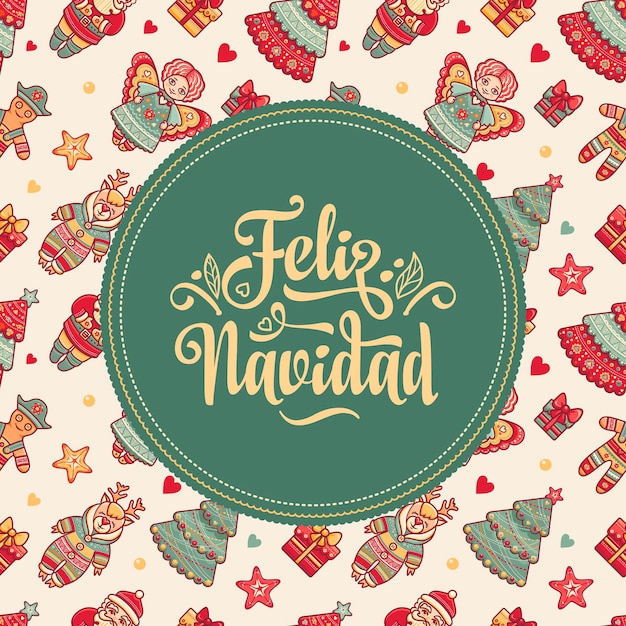 Feliz Navidad Christmas banner on different languages Feliz Xmas lettering design