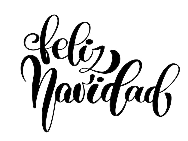 Feliz Navidad lettering Christmas and New Year holiday calligraphy phrase on Spanish