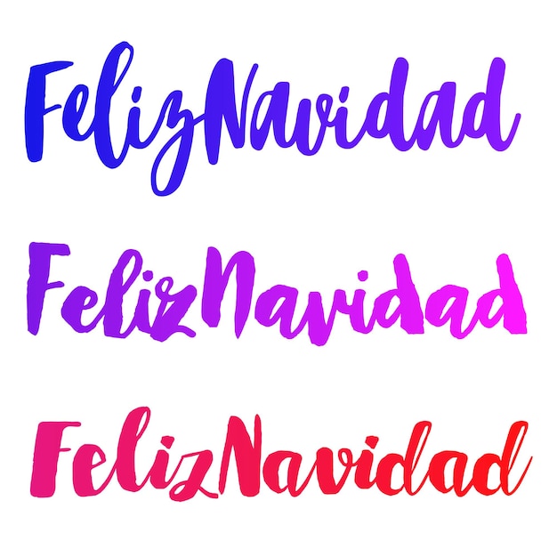 Feliz navidad words set vector illustration lettering christmas and new year holiday calligraphy